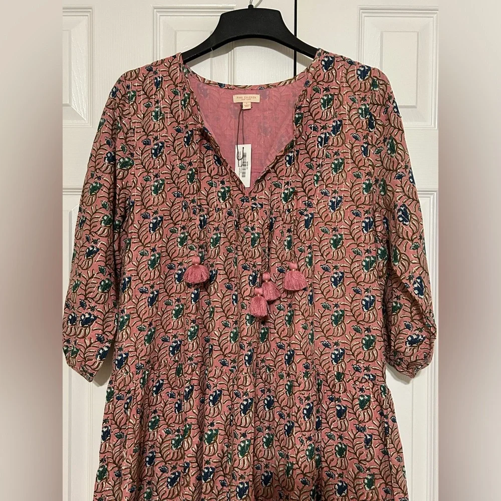 pink chicken indira dress Mauveglow vine floral - Picture 2 of 6